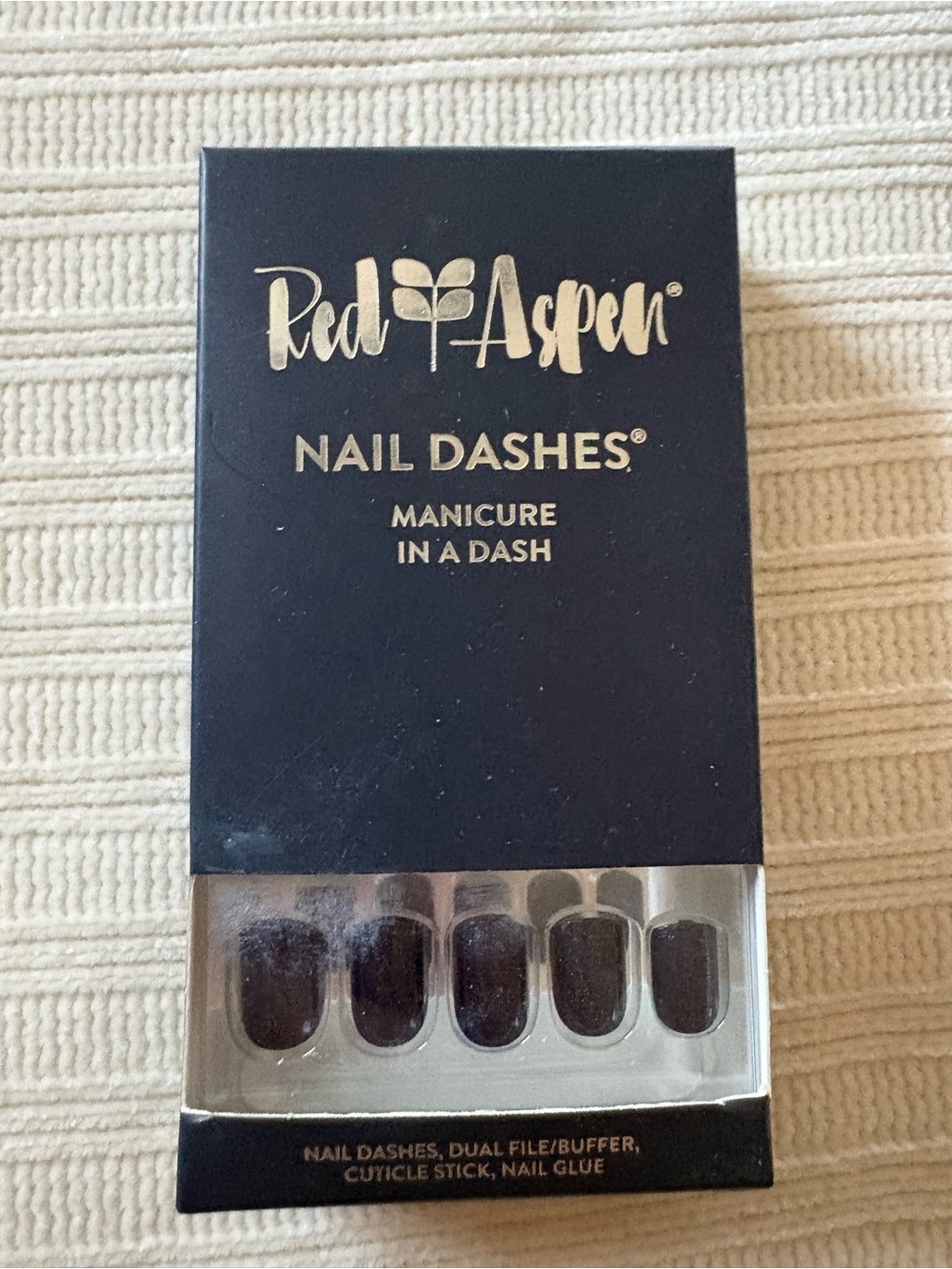 Red Aspen Glitter Navy Nail Dashes in a Dash Press on Nails Annette Goes Navy